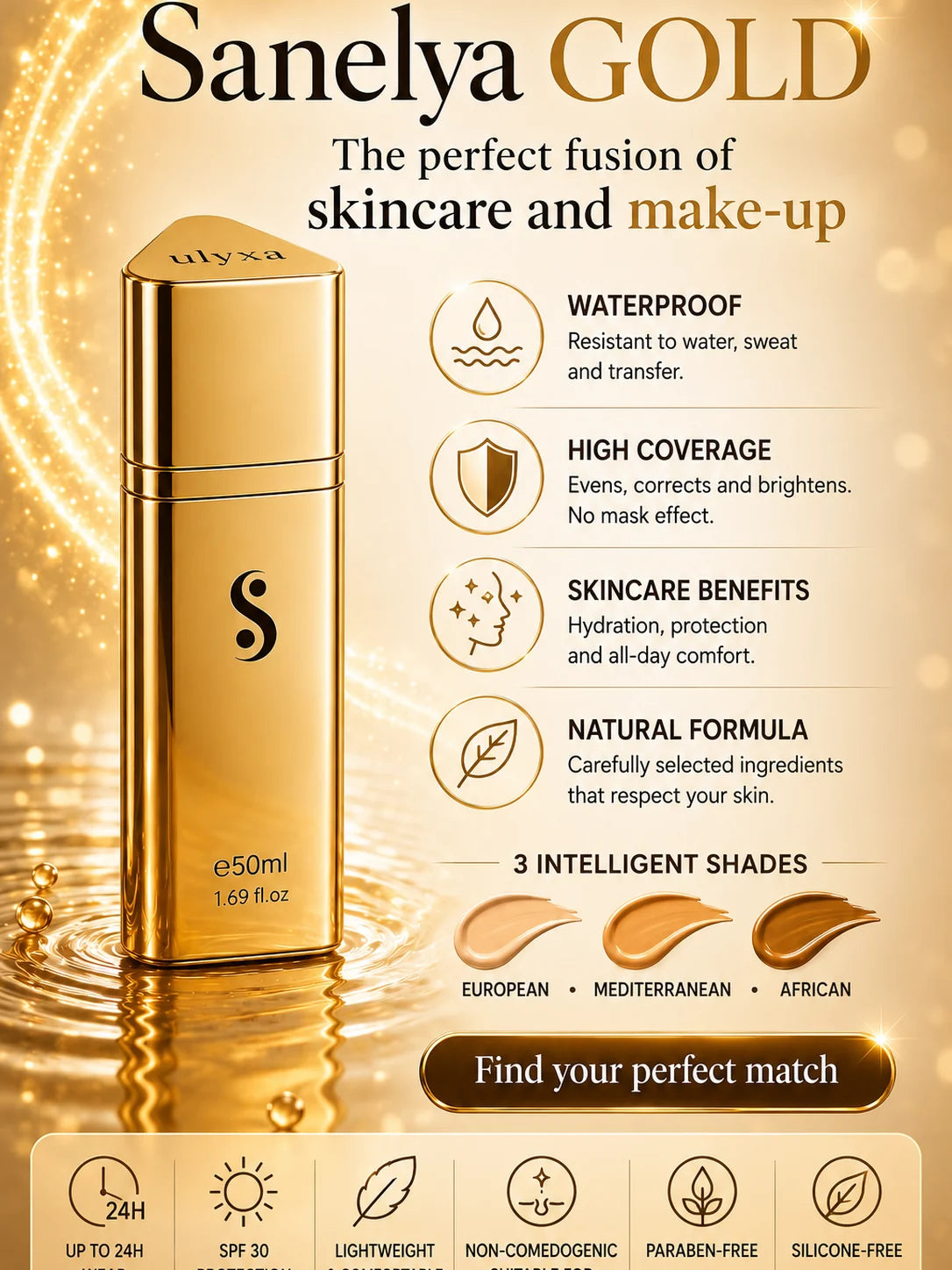 Sanelya® Gold – Full Coverage CC Cream | XL Edition